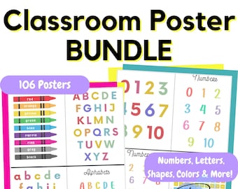 Classroom Decor Poster Set: Letters, Numbers, Colors (Ready to Print)