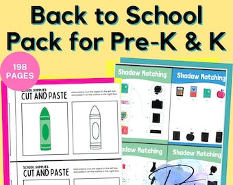 Back to School Activity Pack: PreK-K Math, Literacy (198 Pages)