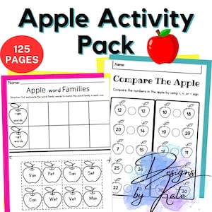 Apple Fortschrittspaket - 125 Seiten - PreK- 1st / Mathe, Alphabetisierung, Wissenschaft, Spiele / Arbeitsblätter & pädagogisch wertvolle Printables / Apple Aktivitäten für Kinder