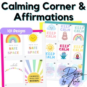 Calming Corner & Affirmations Poster Pack - Classroom Decor- Calm Down Corner - Positive Affirmations - Classroom Posters - Ready to Print