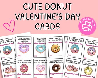 Donut-kort till alla hjärtans dag | Utskrivbara barnkort (PDF-nedladdning)
