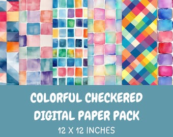 Checkered Digital Paper Pack | Scrapbooking, Sublimation Backgrounds (Digital Download)