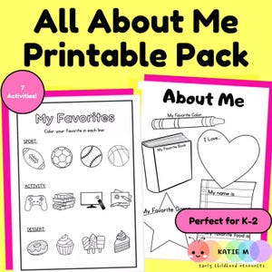 All About Me Activities | Printable Ice Breaker, K-2 (PDF)