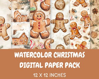 Gingerbread Christmas Digital Paper Pack: 17 Designs (PNG & PDF)