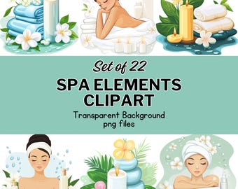 Spa Clipart Bundle: Self-Care Graphics, Candles, Skincare (Commercial Use, PNG Files)