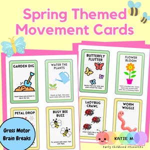 Spring Movement Cards: Gross Motor Skills Activity (Printable) image 1