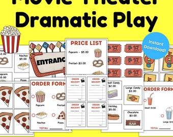 Movie Theater Dramatic Play Kit | Pretend Play Printables | Playful Learning | Digital Download