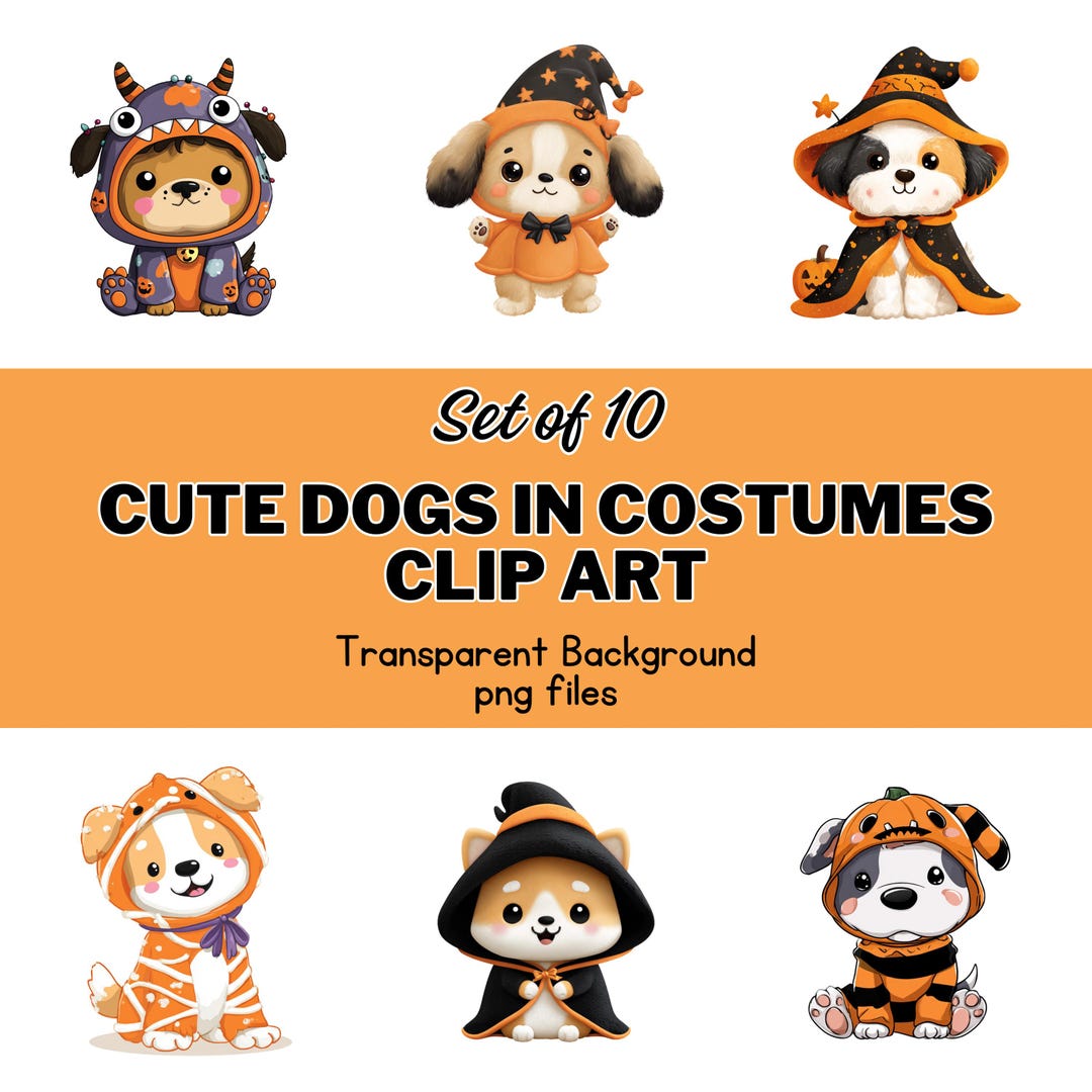 Halloween Dog Clipart | Kawaii Costume Puppies PNG Bundle (commercial ...