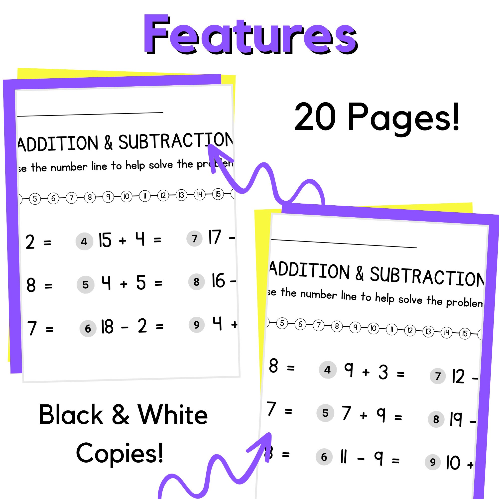 Numbers to 20 Math Printable Bundle: Addition, Subtraction (PDF) - Etsy