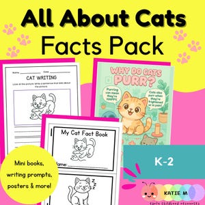 Cat Facts Activity Pack: Mini Books, Posters, Writing Prompts (Digital Download)