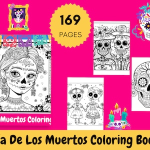 Livre de coloriage Día de Los Muertos / Le jour des morts - crânes en sucre - calavera - coloriage pour adulte - coloriage pour ados - 169 pages