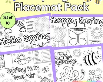 Spring Placemat Pack | 10 Printable Kids Activity Worksheets | No Prep Print & Go
