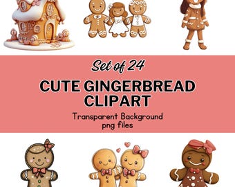 Christmas Gingerbread Clipart | Holiday PNG Designs (Commercial Use)
