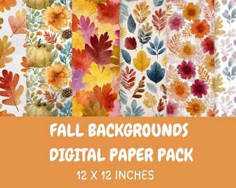 Herfstwaterverfpapierpakket | Scrapbookontwerpen herfst (png + pdf)