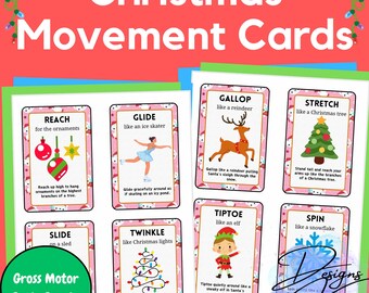 Christmas Themed Gross Motor Movement Cards | Brain Breaks | Transition Activities | Occupational Therapy | Circle Time Activities