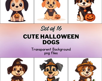 Halloween Hundar Clipart | Häxvalp PNG (Kommersiellt bruk)