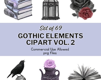 Gothic Clipart Bundle: Vintage Witchy Illustrations (69 PNG Files, Commercial Use)