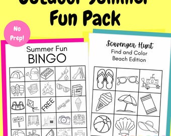 Bingo estivo e caccia al tesoro per bambini / Giochi stampabili sulla natura e sulla spiaggia (download PDF)