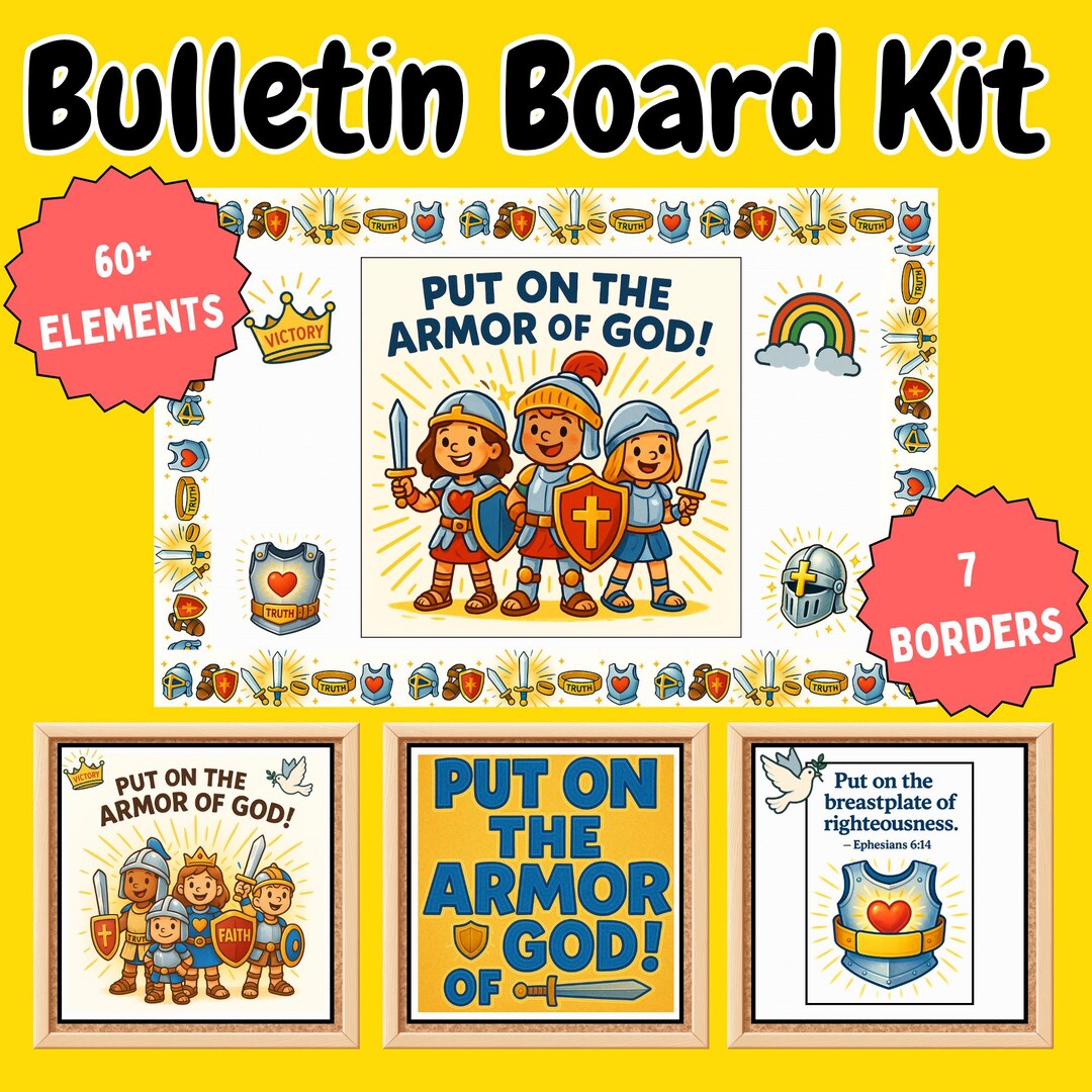 Armor of God Bulletin Board Kit | Bible Classroom Decor | Sunday School ...