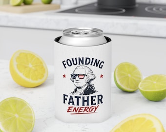 Grundande faderns energiburkkylare | Patriotisk George Washington-design, 4 juli