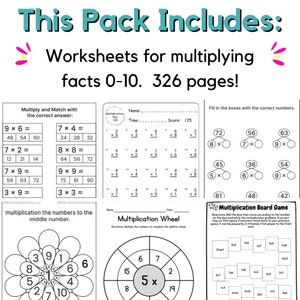 Multiplication Mastery BUNDLE 326 Pages Facts 0-10, Games, Printables, Flashcards, Worksheets Elementary Math Homeschool Support zdjęcie 3