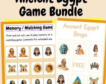 Ancient Egypt Game Pack | Bingo, Memory, Word Search (PDF Download)