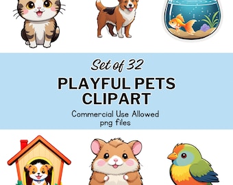 Pet Clipart Bundle | Kawaii Animal Graphics, Commercial Use