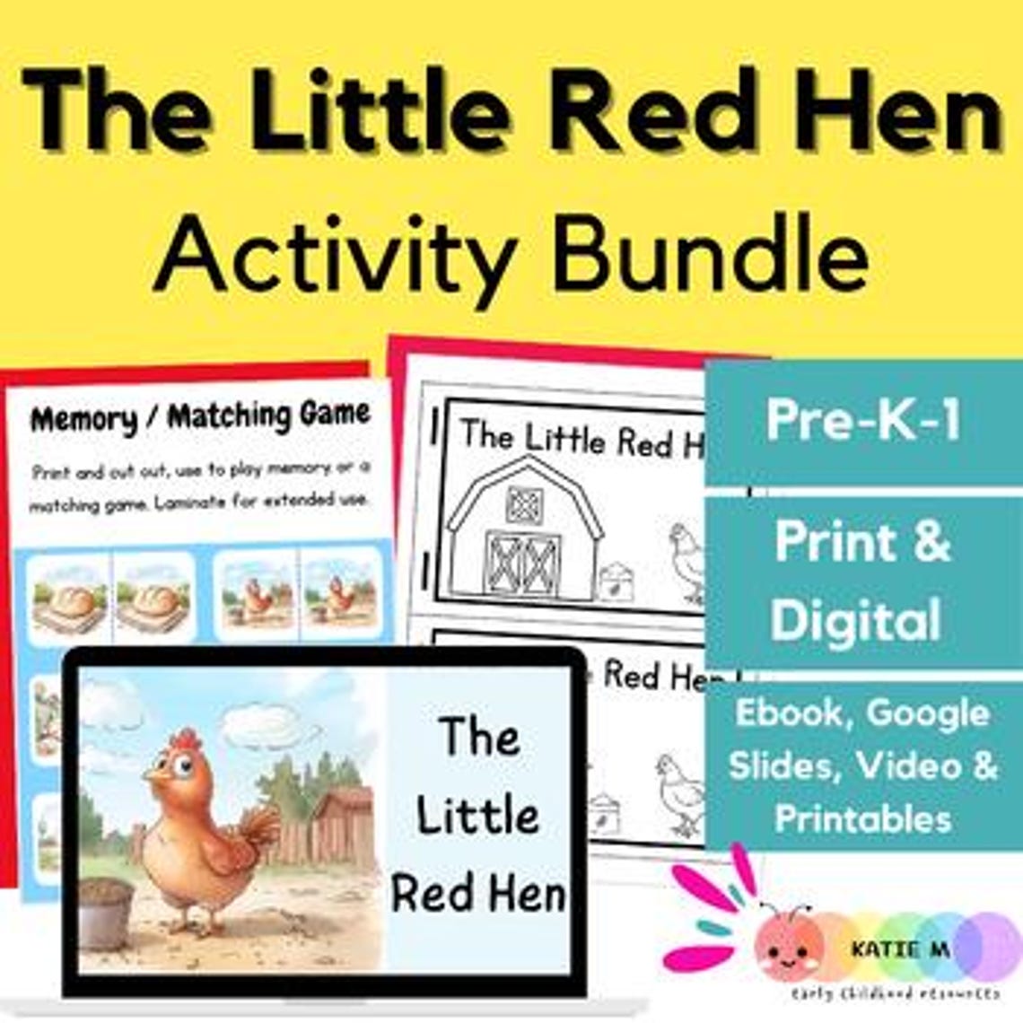 Little Red Hen Activity Pack: Preschool Nursery Rhyme (printable ...
