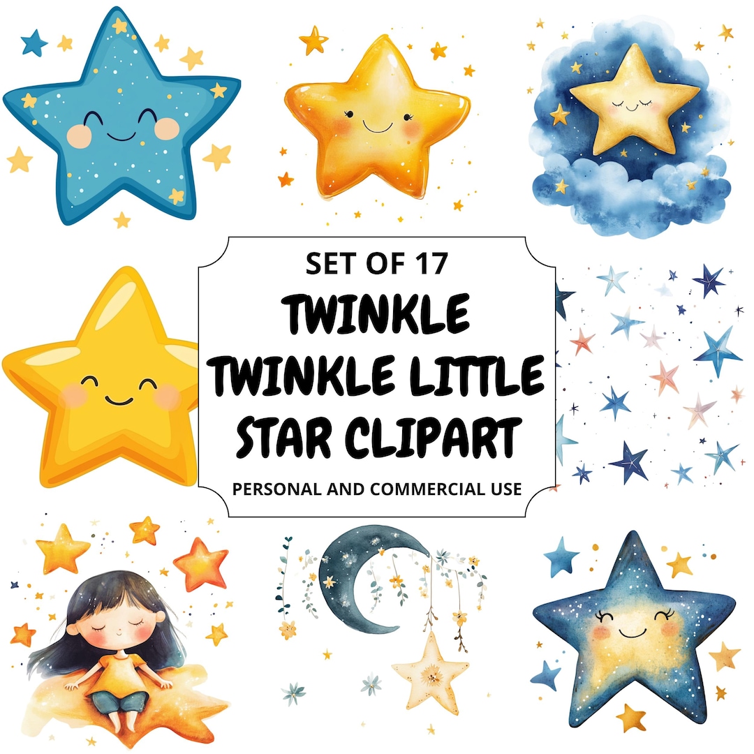Twinkle Twinkle Little Star Clipart | Commercial Use | Nursery Art ...