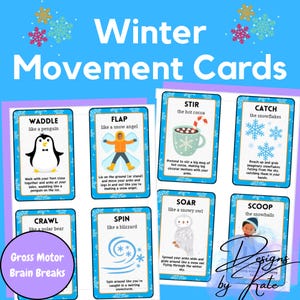 Grove motorische bewegingskaarten winterthema | Hersenkrakers | Overgangsactiviteiten | Ergotherapie | Activiteiten in de kring