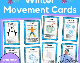 Winter Themed Gross Motor Movement Cards | Brain Breaks | Transition Activities | Occupational Therapy | Circle Time Activities