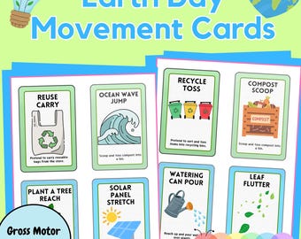 Earth Day Themed Movement Cards: Gross Motor Skills Activity (Printable)