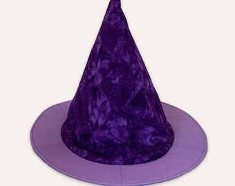 Witch/Wizard Hat Purple Batik with Purple Brim