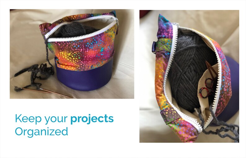 Medium Yarn Bowl Bag Blue Water Dots Etsy Singapore