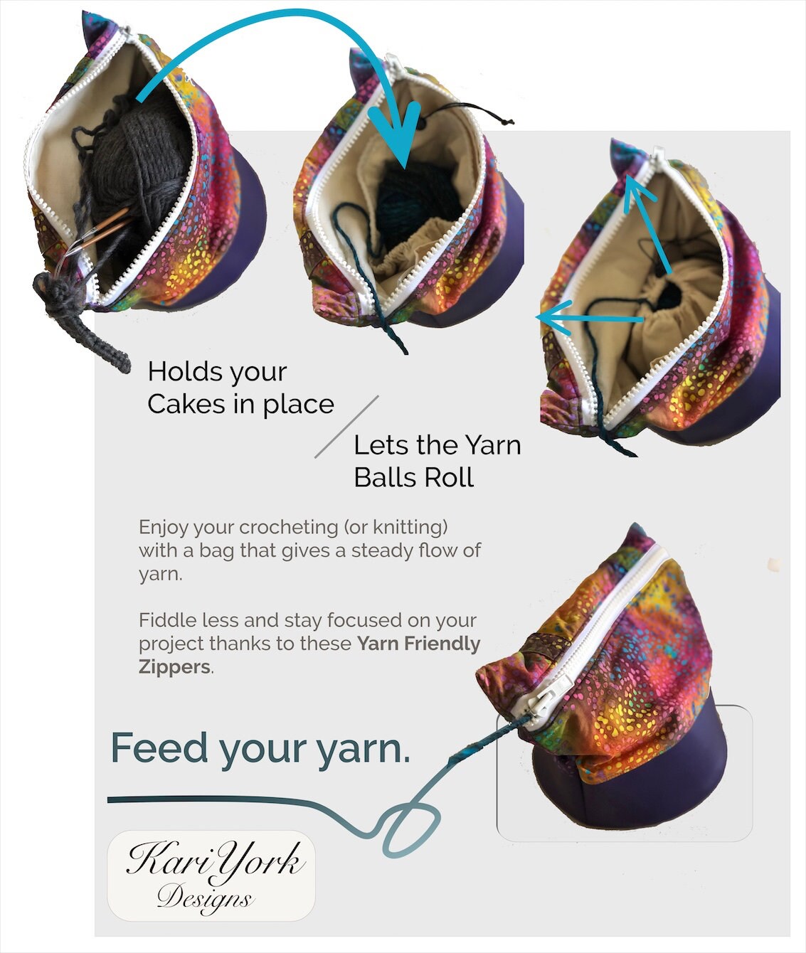 Medium Yarn Bowl Bag Blue Water Dots Etsy Singapore