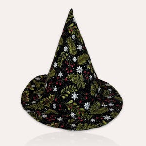 Sombrero de bruja/mago con copos de nieve