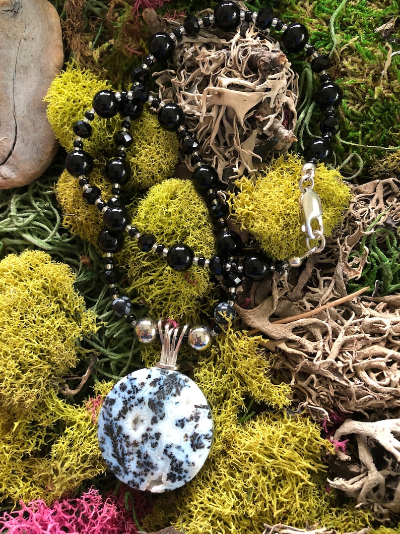 Dendritic Agate Pendant NecklaceClearance