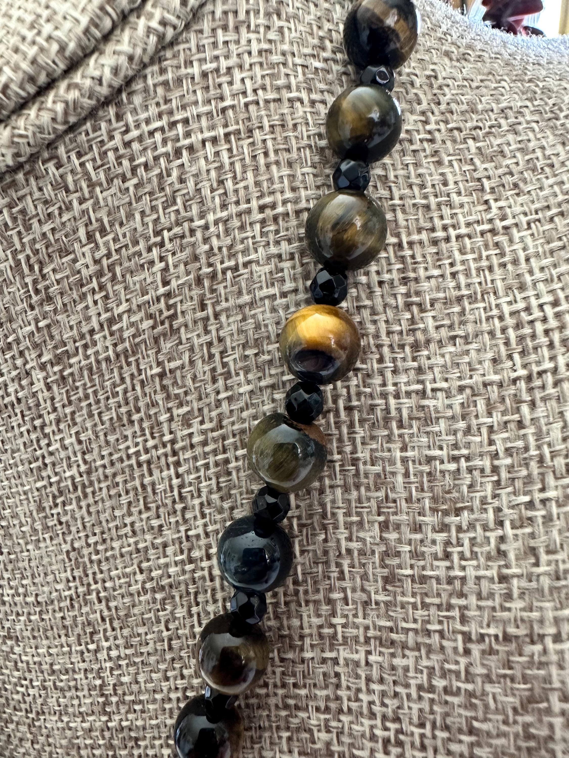 Collana In Occhio Di Tigre, Cristallo Di Rocca E Argento 925 - Collane