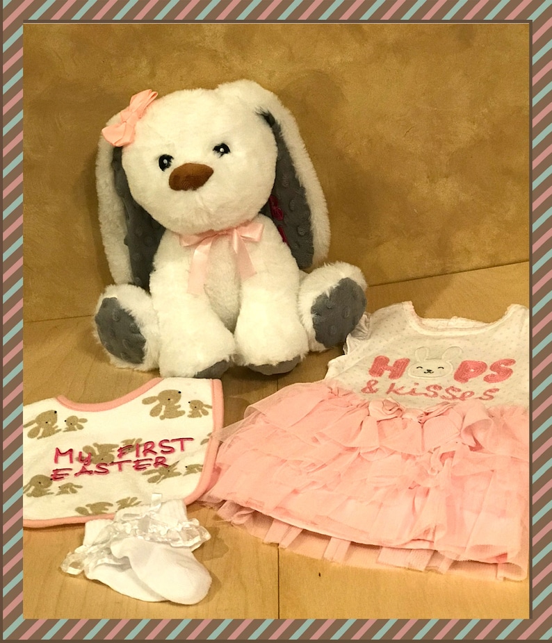 Personalized Baby Bunny Babies Easter Gift, Newborn Baby Baby shower Gift Baby Gift Welcome Baby Basket,Baby First Stuffed Bunny