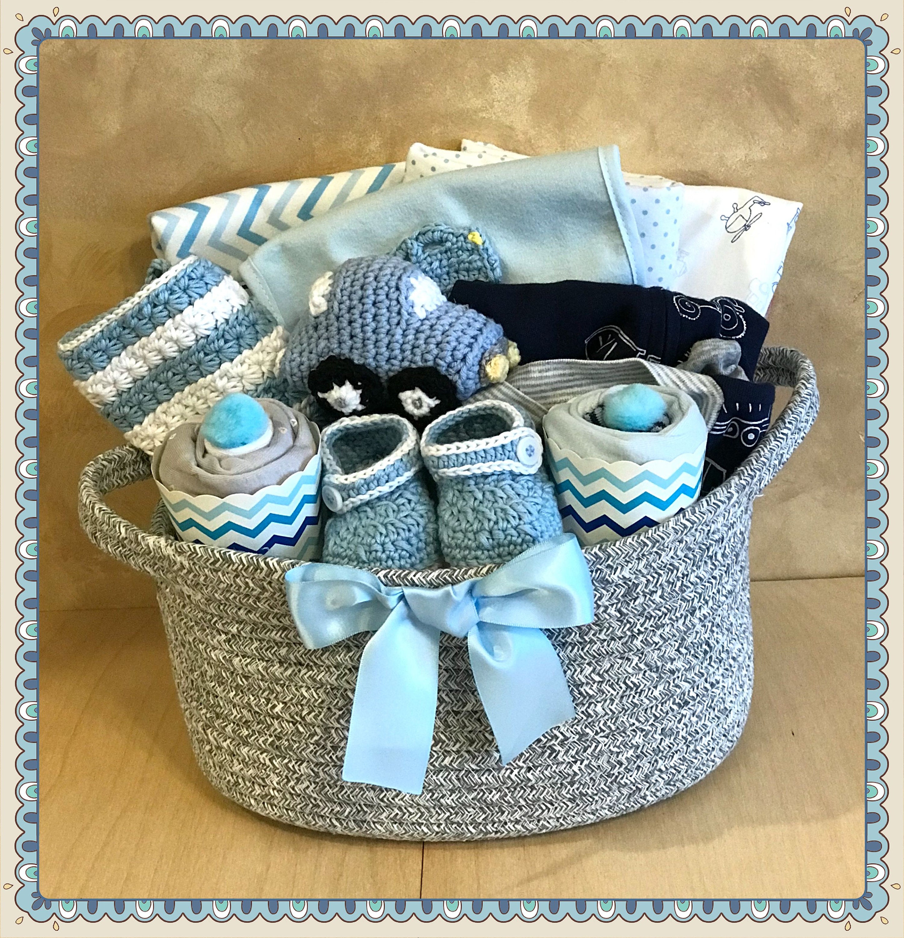 Baby Basket Newborn Gift Basket Baby Boy Gift Etsy