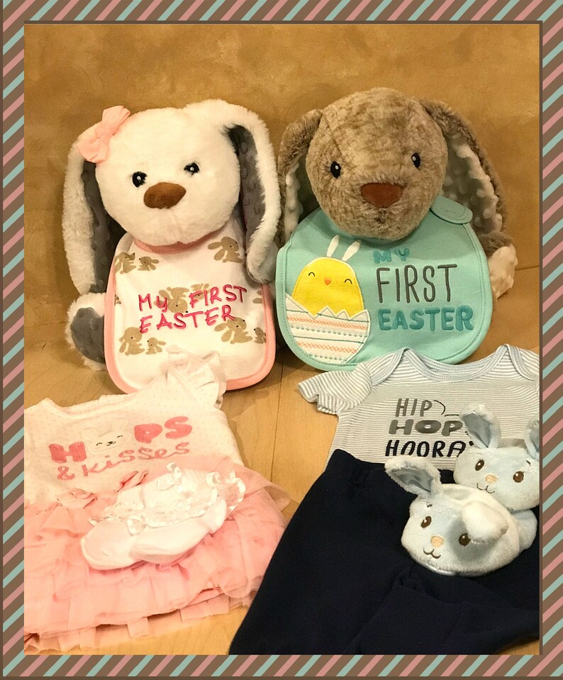 Personalized Baby Bunny Babies Easter Gift, Newborn Baby Baby shower Gift Baby Gift Welcome Baby Basket,Baby First Stuffed Bunny