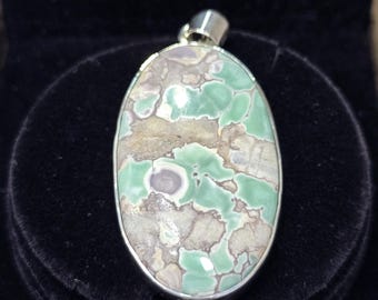 Natural Variscite 925 Sterling Silver Pendant – Green Variscite Gemstone Handmade Statement Jewelry