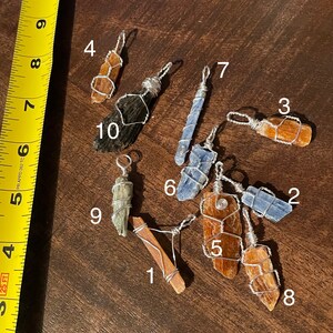 Kyanite silver wire wrapped pendant necklace (18”)