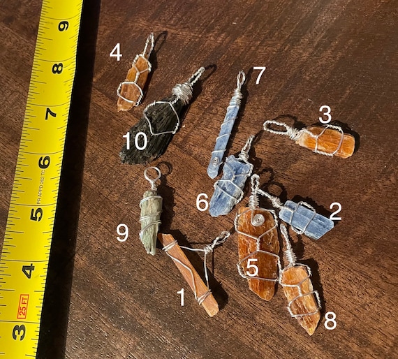 Kyanite silver wire wrapped pendant necklace (18”)
