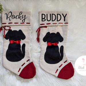 Pet Stocking-Personalized Dog Silhouette Canvas Christmas Stocking,Christmas Stocking, Fur Baby Stocking, Dog Gift, Dog Christmas