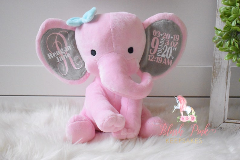 stuffed pink elephant for baby