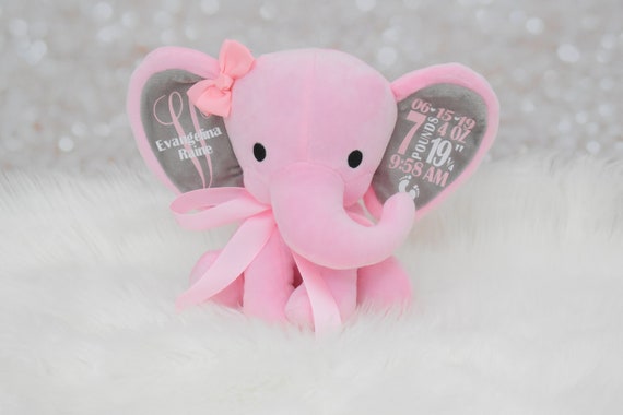 stuffed pink elephant