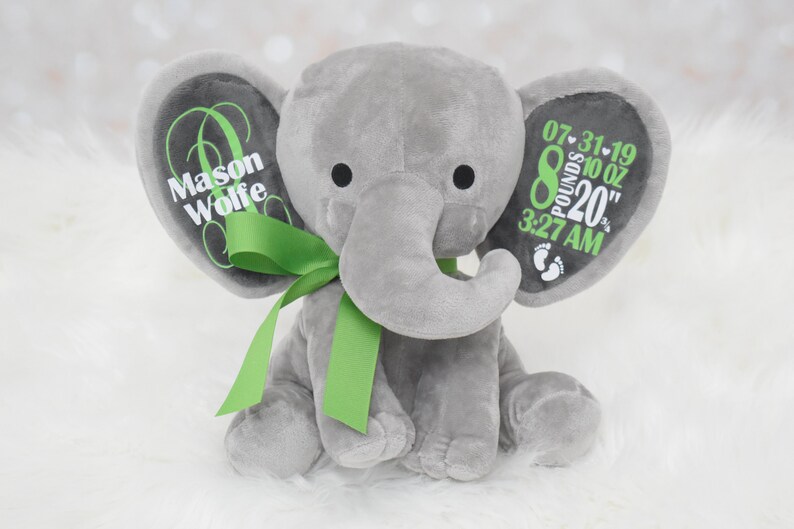 Birth Announcement Elephant for Baby Boy or Girl Birth Stat Etsy