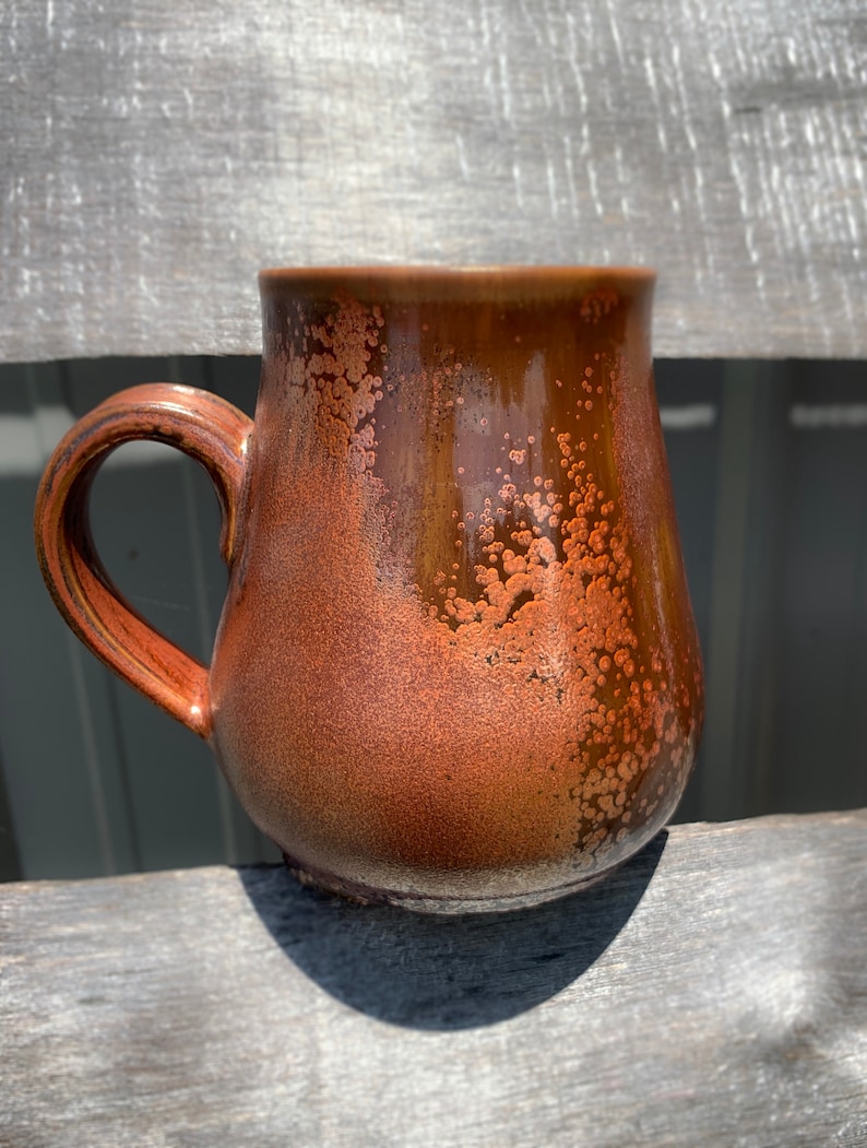 Ceramics /& Pottery Colorful Clay Plant Road 16oz Copper Rose Gold Amber Mug Handmade Coffee Tea Cup Homemade Gift Present