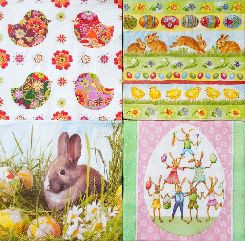 Set 4 Easter paper napkins size 33cm x 33cm for Decoupage Etsy